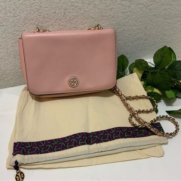 Tory Burch Robinson pink saffiano leather crossbody clutch bag - Picture 2 of 13